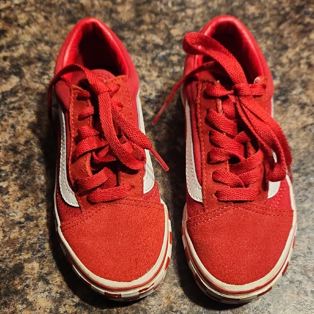 Vans Kids Red and White Sneakers Sz Kids Sz 13